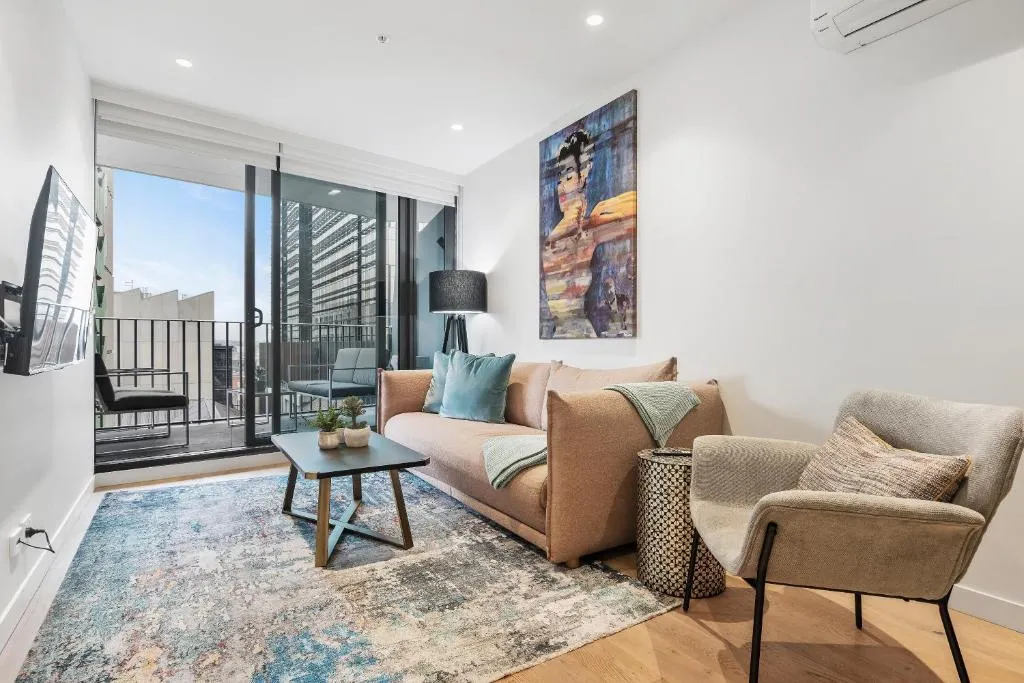 Image of Bright and Stylish 1BR Apt w Balcony, Wi-Fi and Desk