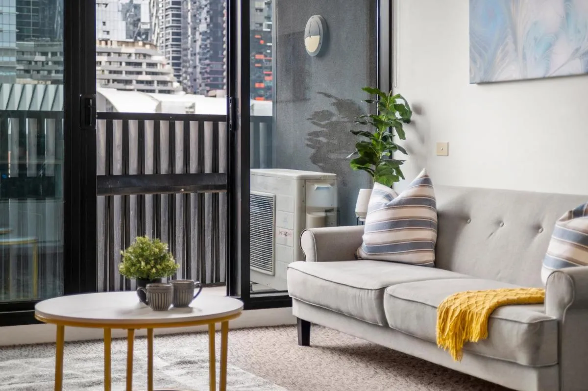 Image 4 of Cozy 1 Bedroom Apartment at Marvel Stadium with Rooftop Pool and Gym
